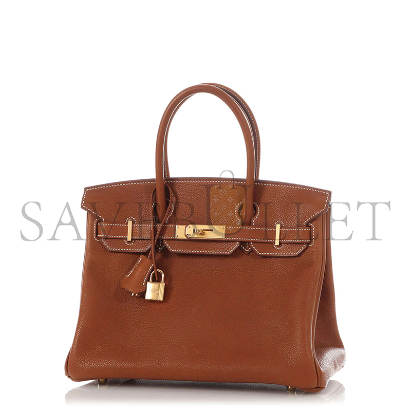 HERMES BIRKIN 30 FAUVE BARENIA GOLD HARDWARE (30*22*16cm)